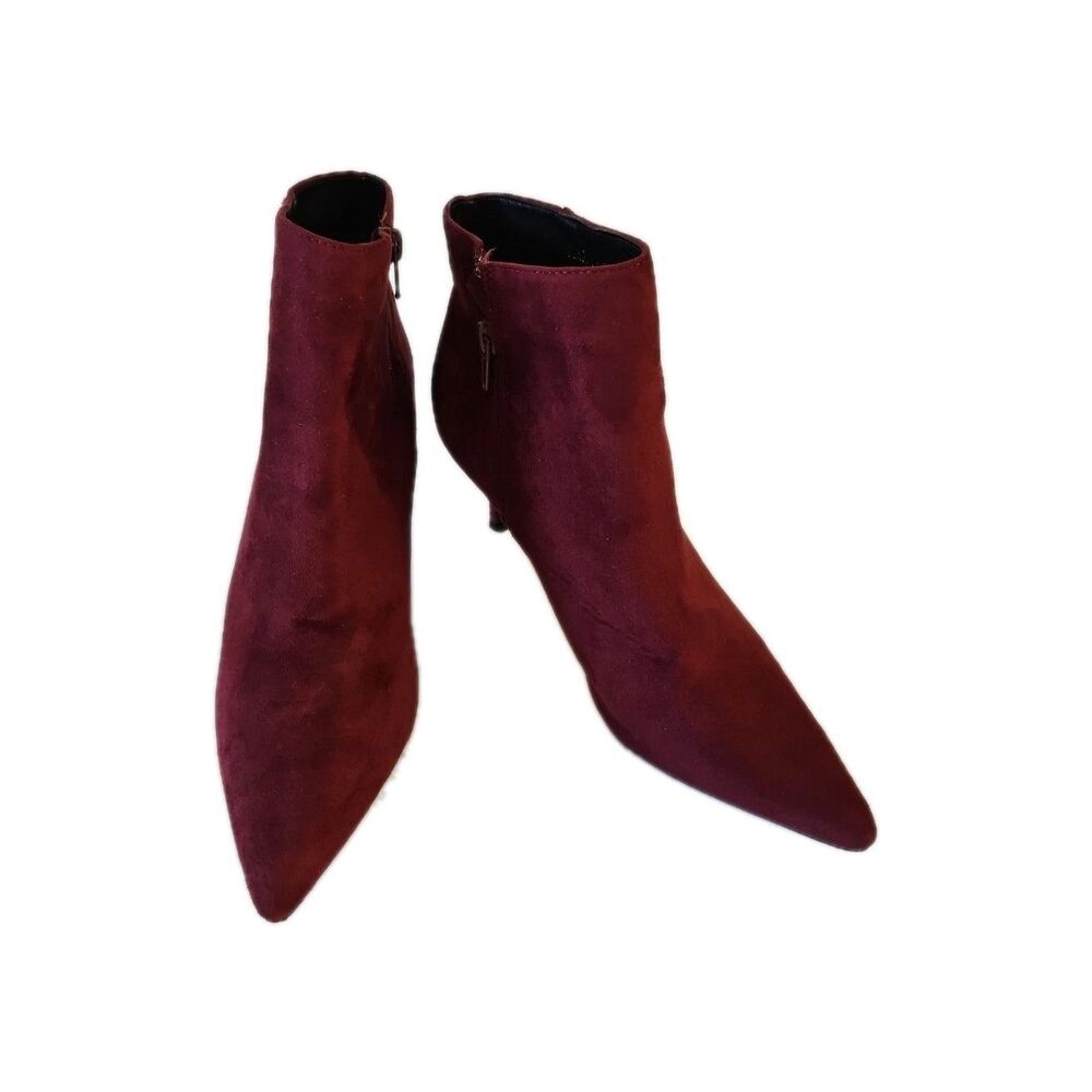 Allegra K Red Suede Ankle Boots | Women's Size 8.5